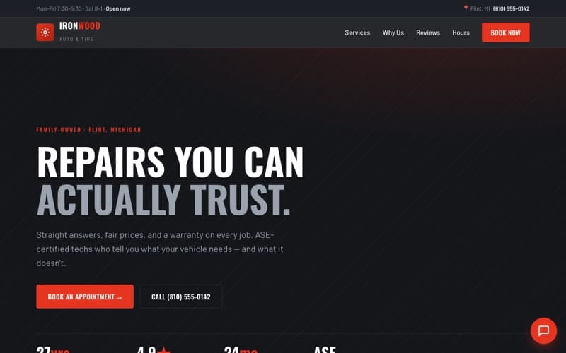 Ironwood Auto & Tire sample site