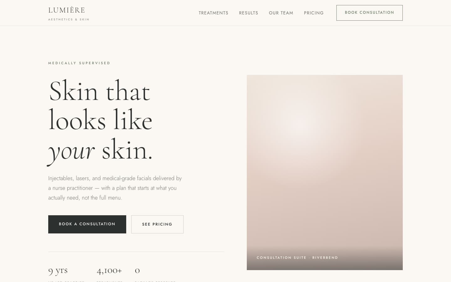 Lumière Aesthetics sample site